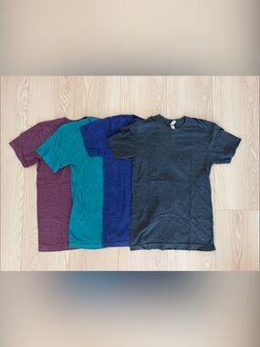 American Apparel Short Sleeve Crewneck Tee Bundle Charcoal, Teal, Navy, Burgundy